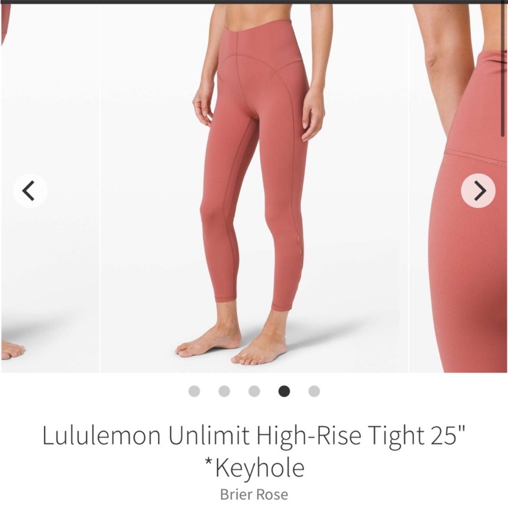 RARE lululemon HR Tight 25” Brier Rose light salmon keyhole ankle ventilation 6 - Picture 8 of 9